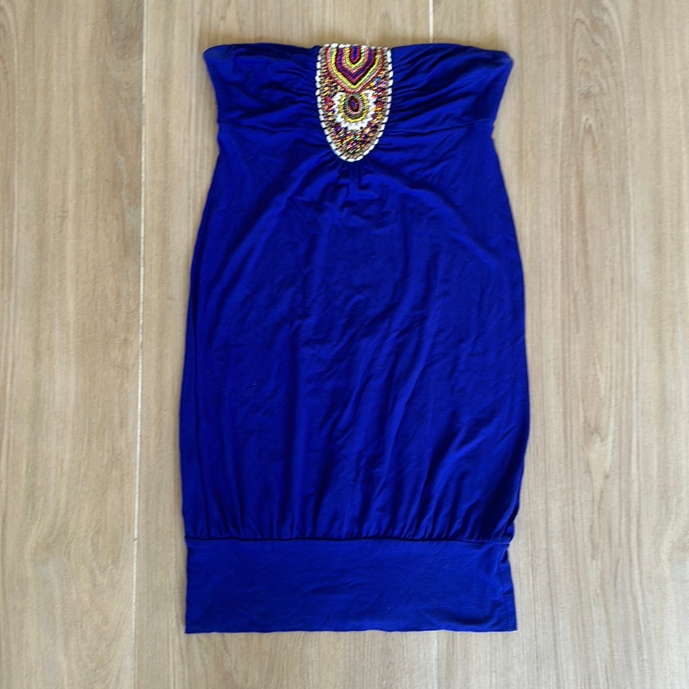 Strapless Royal Blue Beaded dress